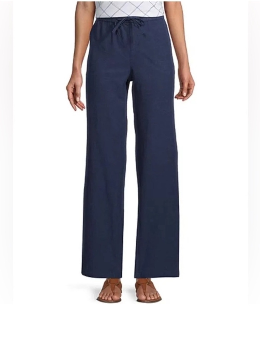 Liz Claiborne Linen Blend Wide Leg Pants Indigo Size XL NWT